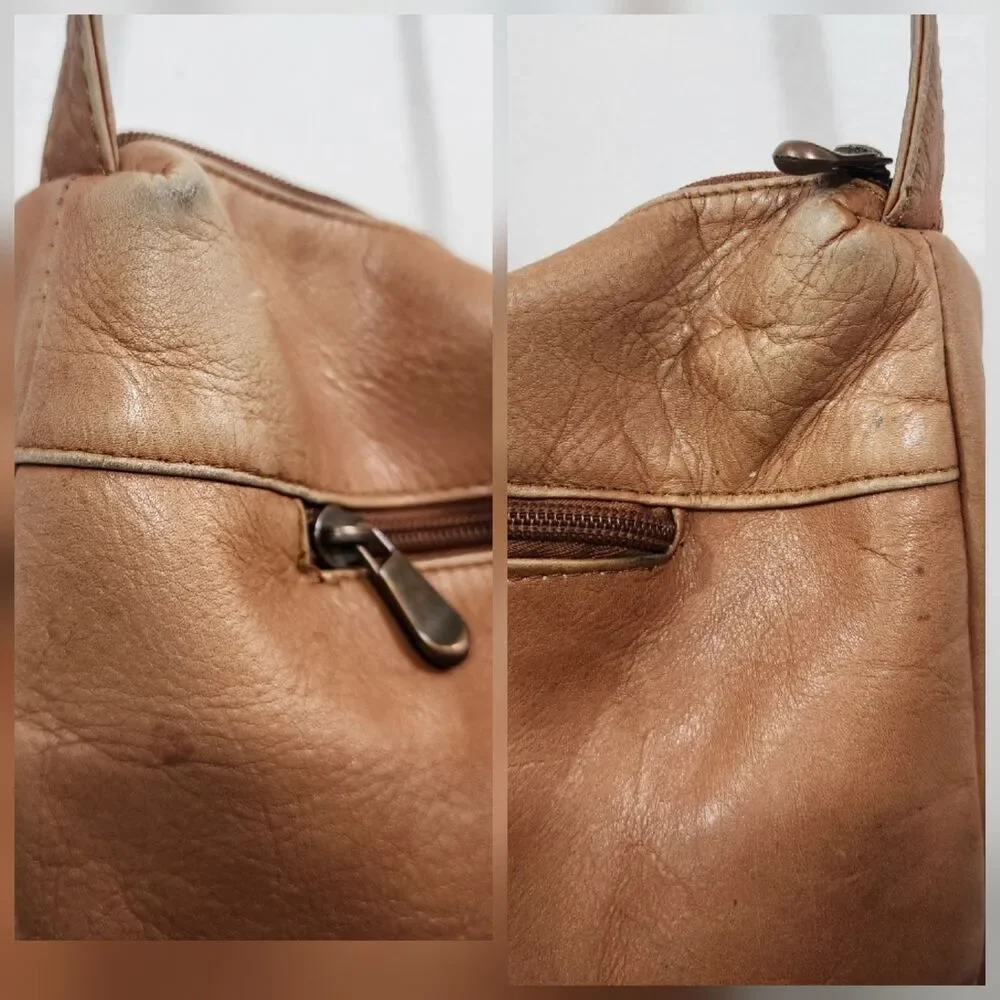 Leather Zip Top Handbag Purse Crossbody Bag Detroit Tigers MLB Brass Stud 11x9x4